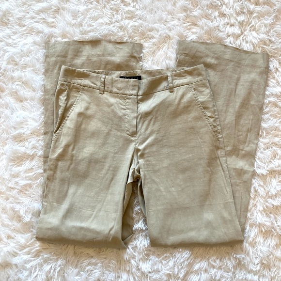 Theory Beige Cream Linen Wide Leg Pants - Picture 2 of 5